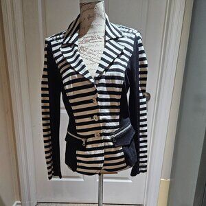 Blazer/Jacket - black and white striped with metallic finishes